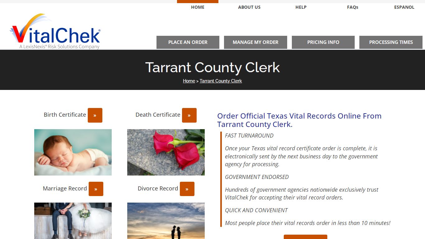 Tarrant County (TX) Vital Records | Order Certificates - VitalChek